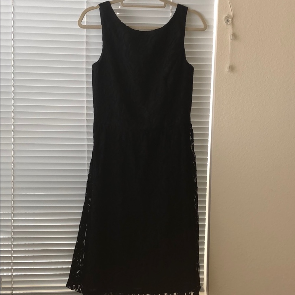 Black Lace Floral Detail Evening Dress A Line